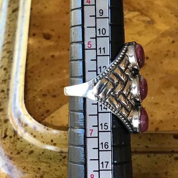 Norwegian Thulite Sterling Silver Ring Size 6 - Picture 7 of 8